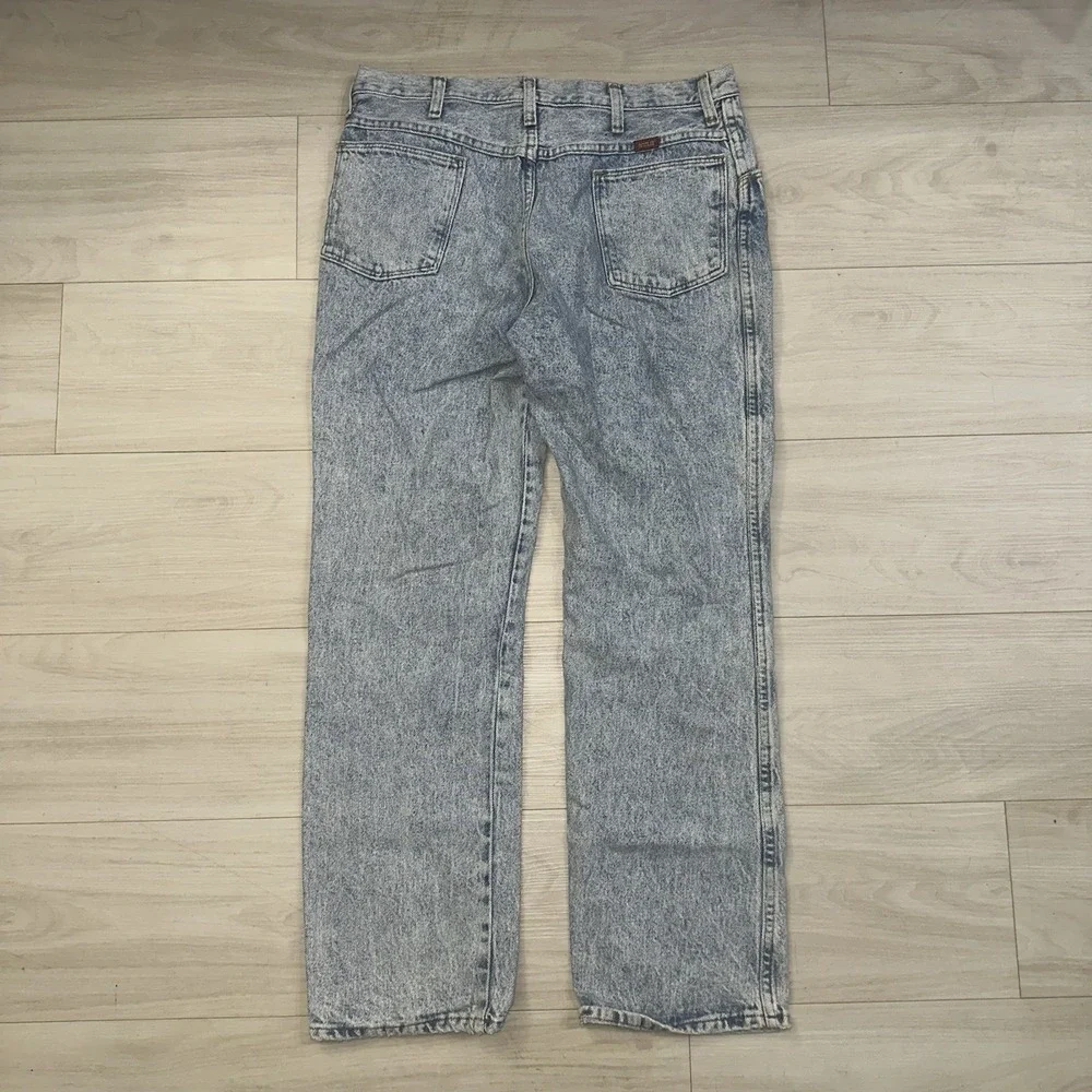 Vintage Rustler‎ Jeans Men's 32x29 Acid Wash Blue Western Cowboy 90s Rancher USA